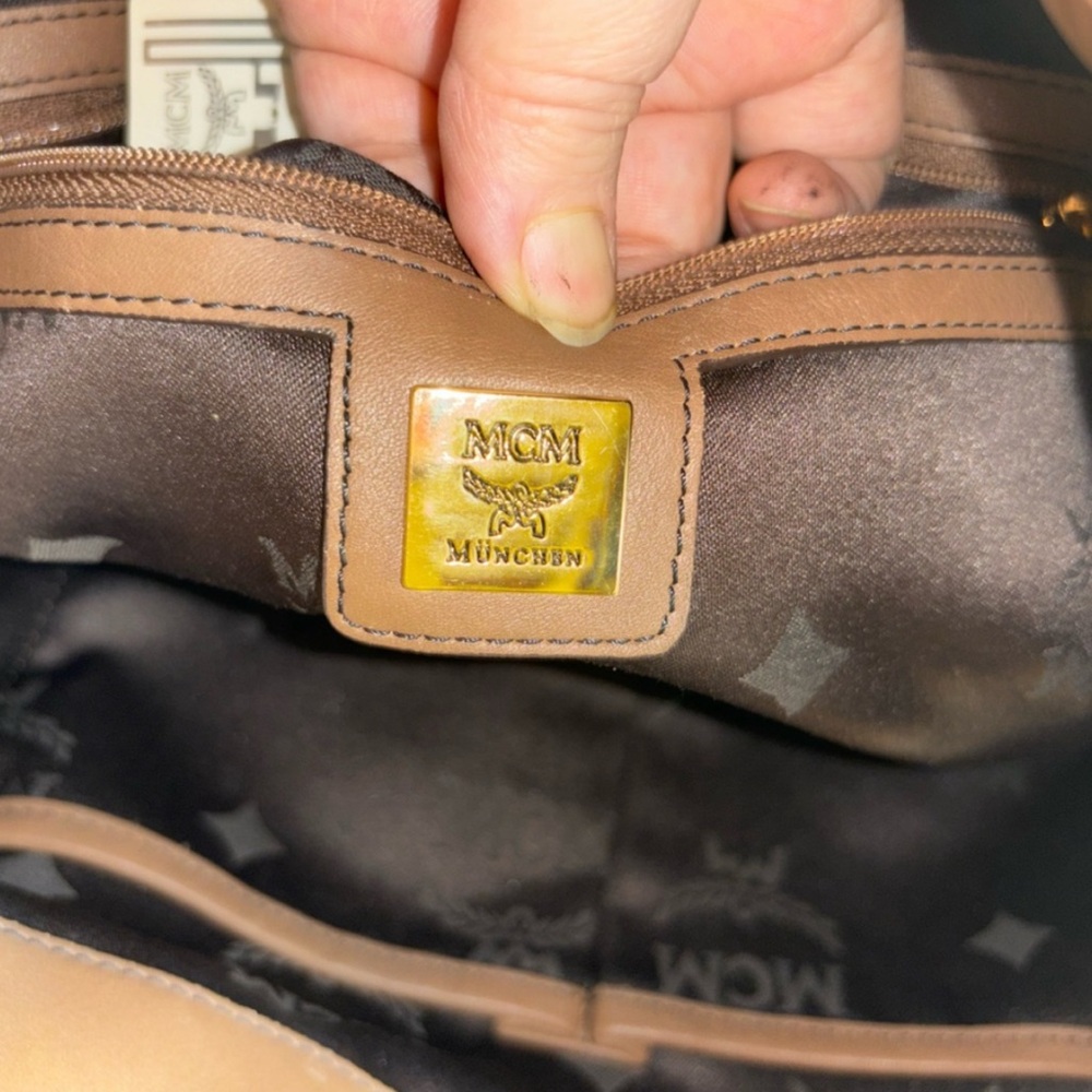 MCM cognac /brown viscose and leather hobo bag - Picture 15 of 17